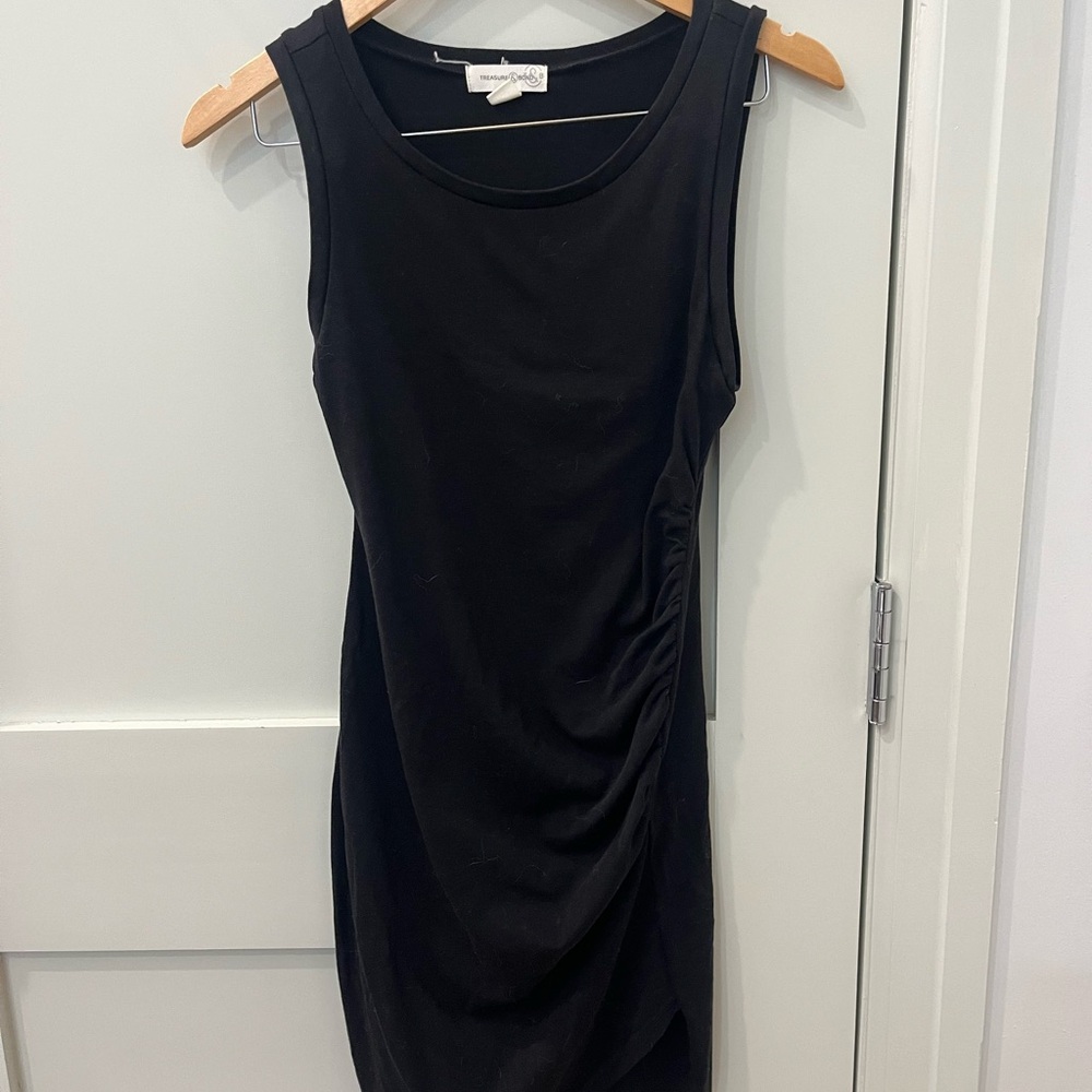 Treasure & Bond Black Ruched Mini Dress